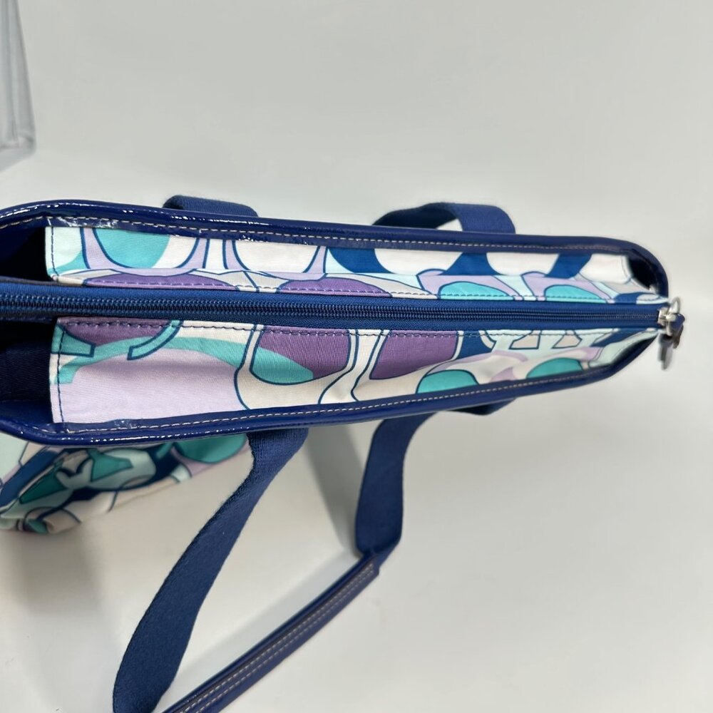 Coach Kyra Scarf Print C Signature Tote Bag Purple/Blue Vintage - No Strap - Picture 4 of 12